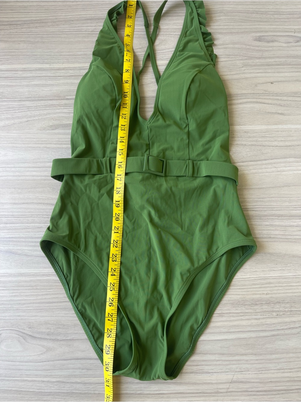 Olive Green Belted One-Piece Swimsuit - Women Intimates & Sleepwear Shapewear - Picture 8 of 11